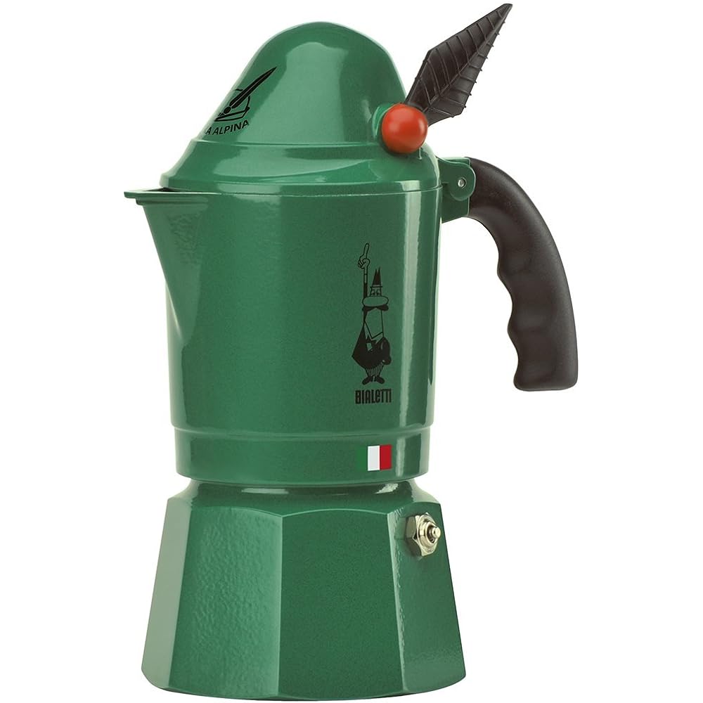 Bialetti Espresso Maker Direct Fire Mocha Alpina 3 Cup Coffee Macchinetta Green 0002762