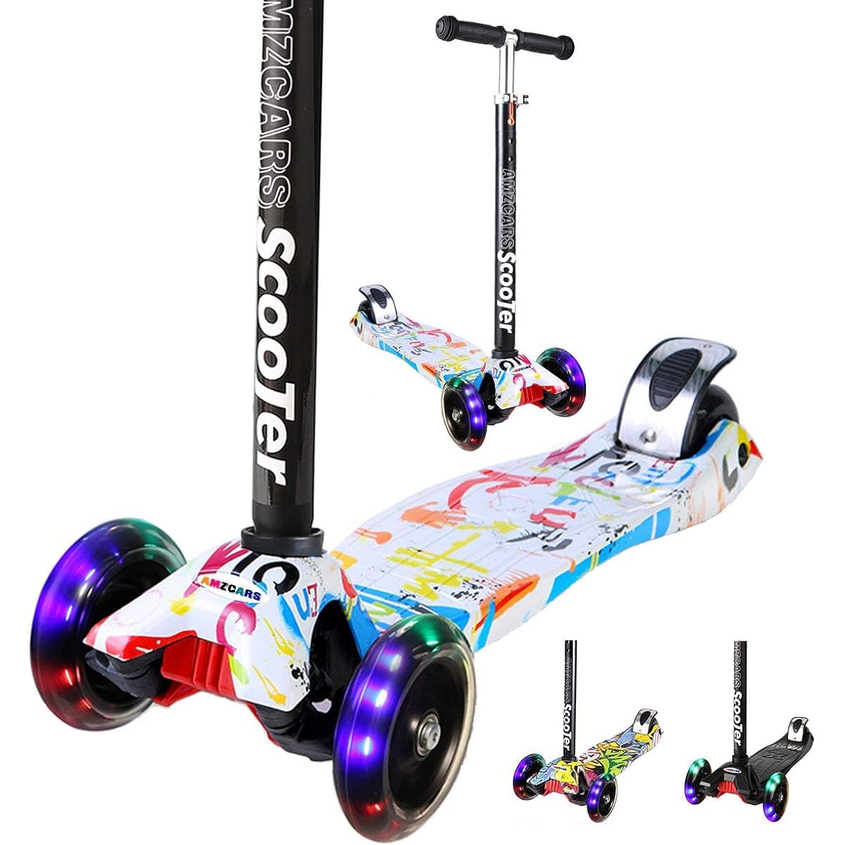 Kick Scooter for Kids, 3 Wheel Toddler Scooter for 6 Year Old Boys Girls Learn to Drive Kids Scooter, 4 Height Adjustable Extra Wide Deck, Flash Wheel Light, Gift for Kids