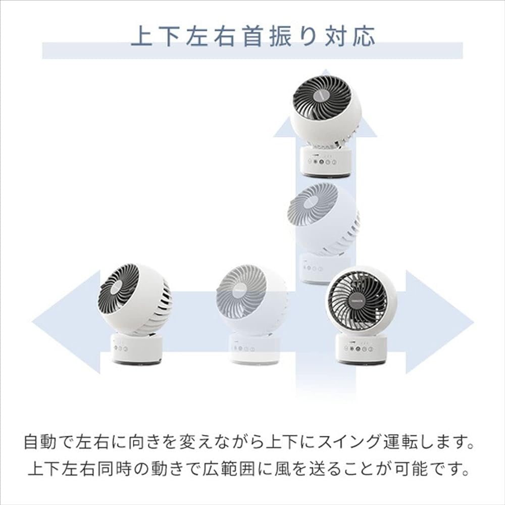 YAMAZEN Circulator, 10 tatami mats, Automatic swinging up and down, left and right, 3 levels of air volume, Quiet, Easy to clean, Off timer YAR-FKW151(WH)