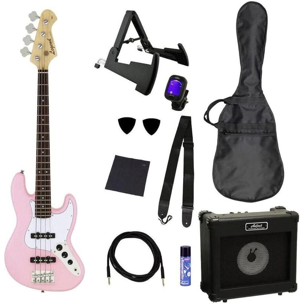 Legend LJB-MINI/KWPK(Kawaii Pink) Short Scale Mini Bass/Future Rock Star 10-Piece Set