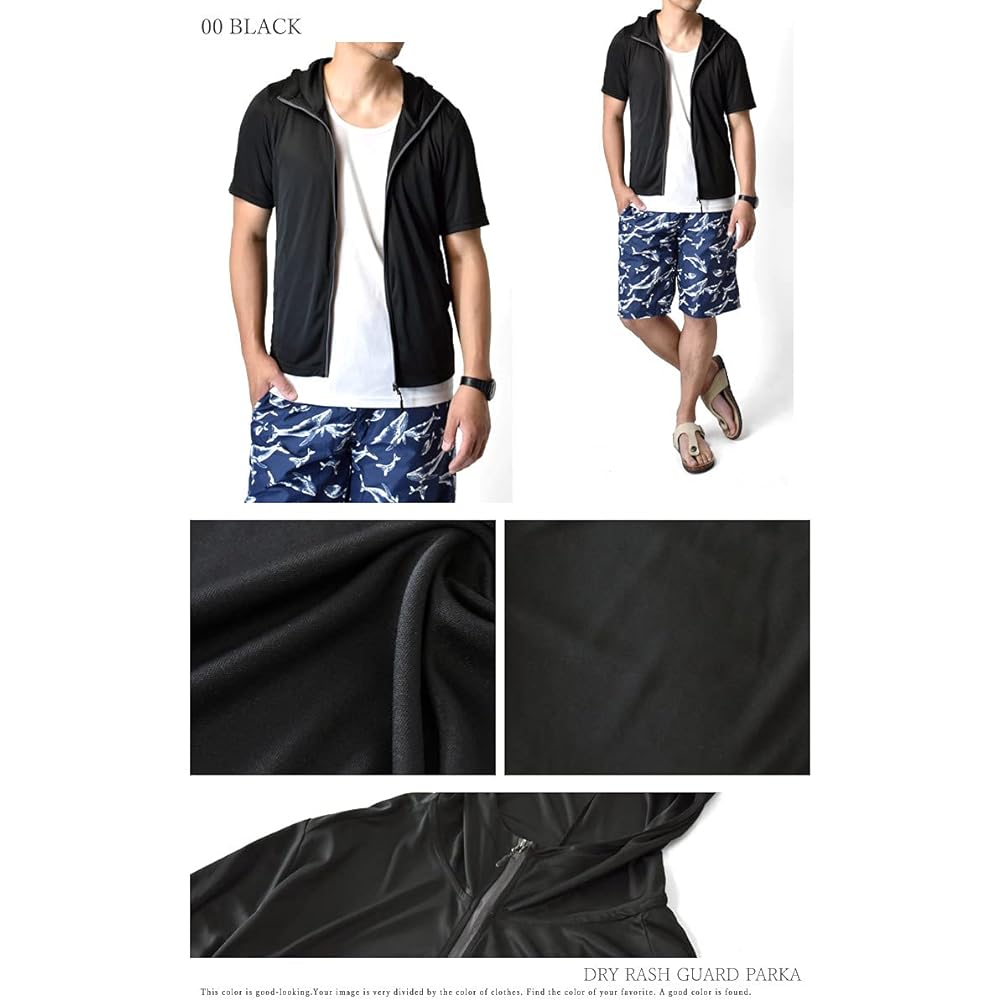 [Aruge] Rush Parka Short Sleeve Parka Rash Guard Sweat Absorbent Quick Drying Dry UV Protection Cool Touch Feel DRY / A2R
