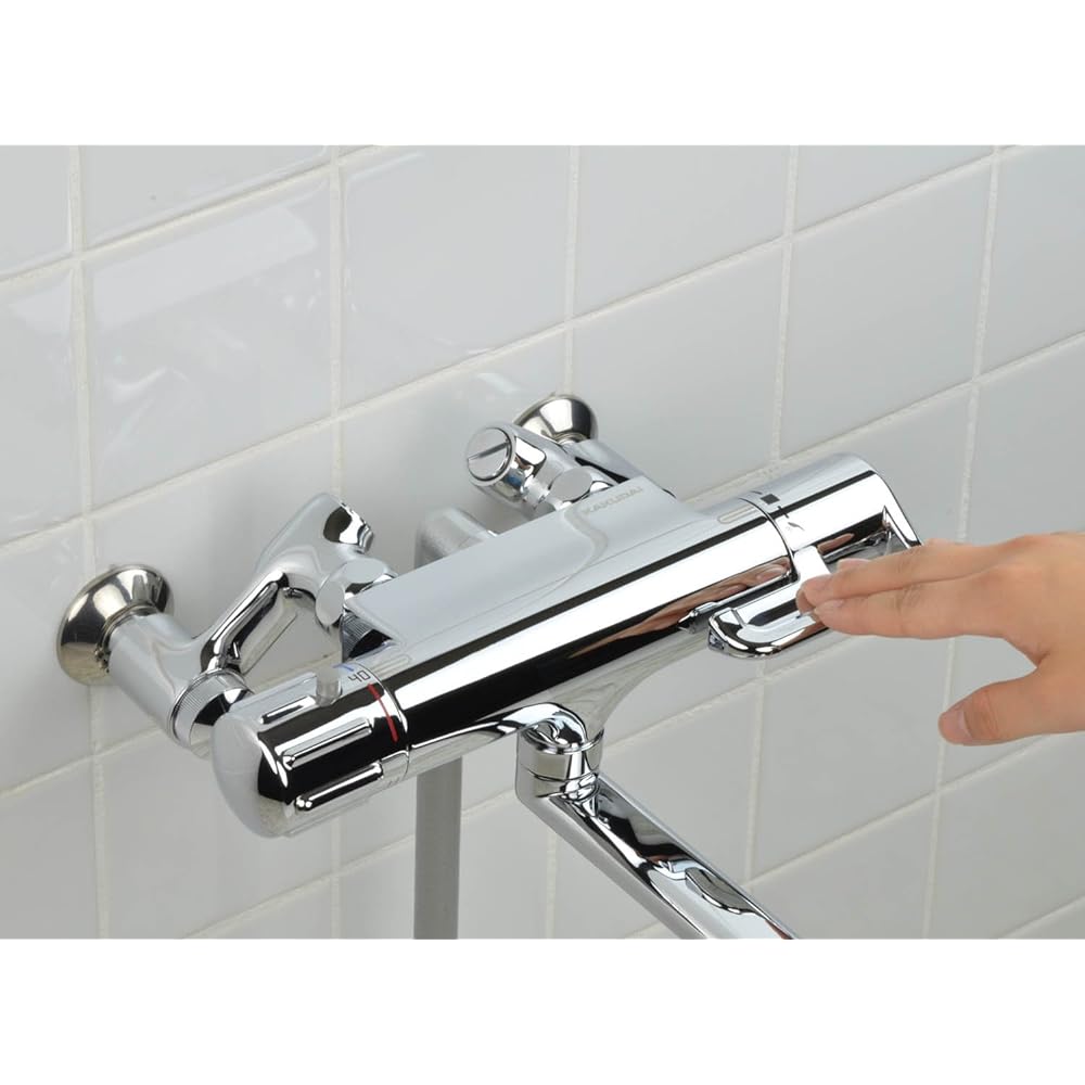 Kakudai Bathroom Wall Mounted Thermostatic Shower Mixer Faucet, Plating Specification, Easy Installation, Rotating Crank, 2 Water Flow Shower, Cold Region Specifications, 174-323K