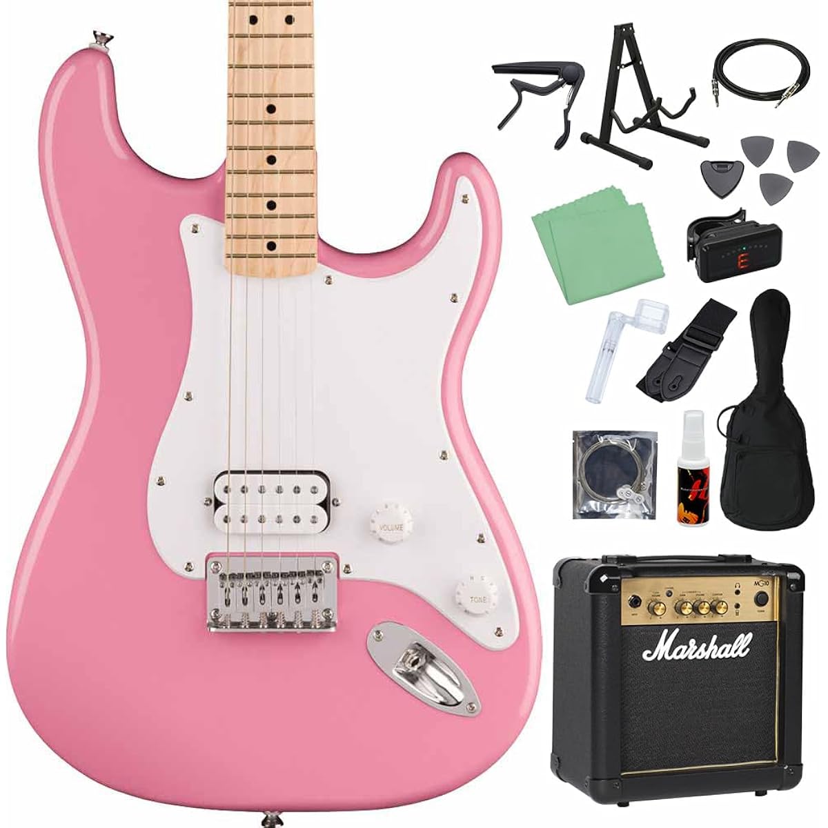 Squier by Fender SONIC STRATOCASTER HT Flash Pink Electric Guitar Beginner 14-piece Set [Includes MG10] Stratocaster Hardtail 1PU Squier/Squier