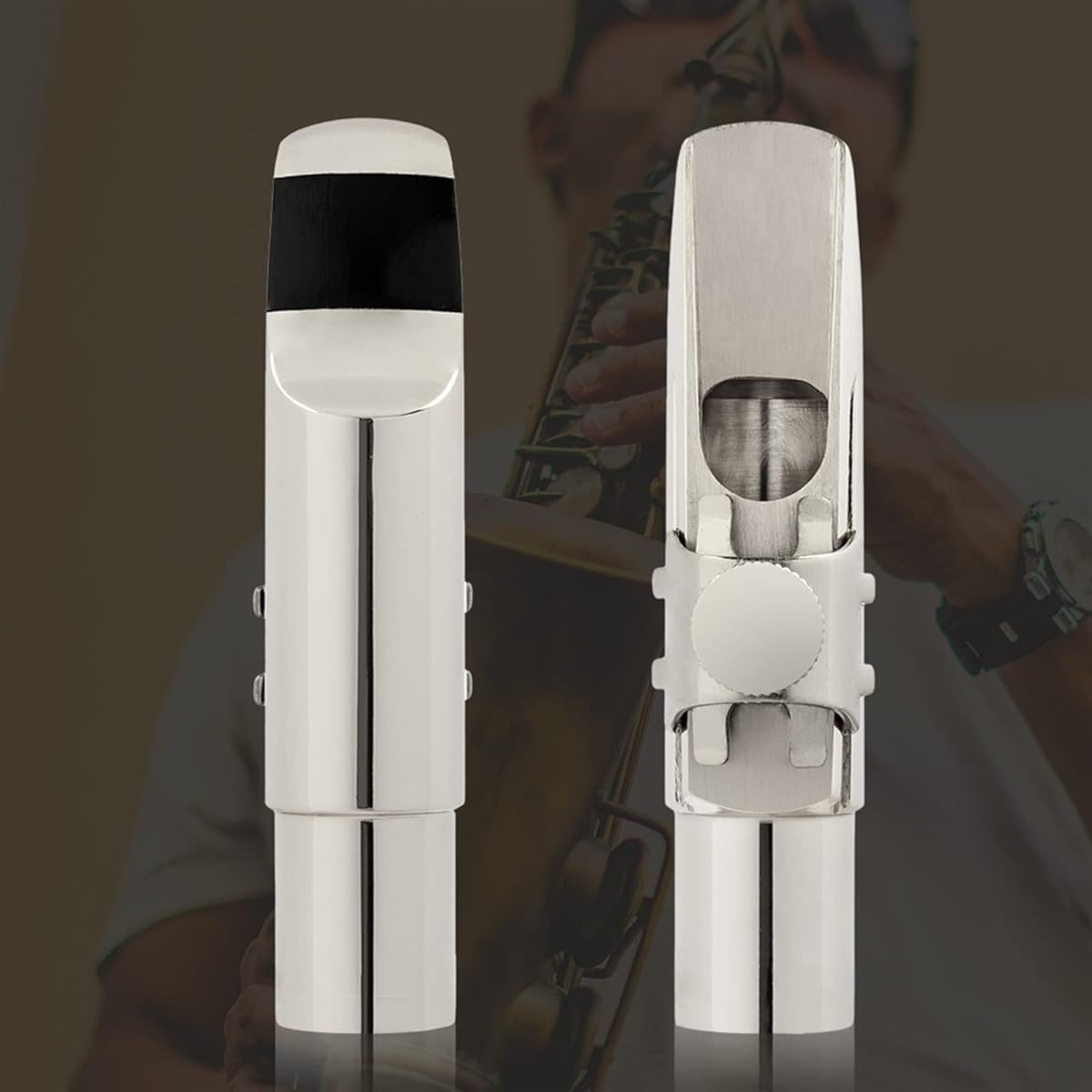 TSTS Silver Alto Saxophone Mouthpiece Nickel Plated Copper Sax Mouth Size #9 Alto Professional Saxophone Replacement Parts