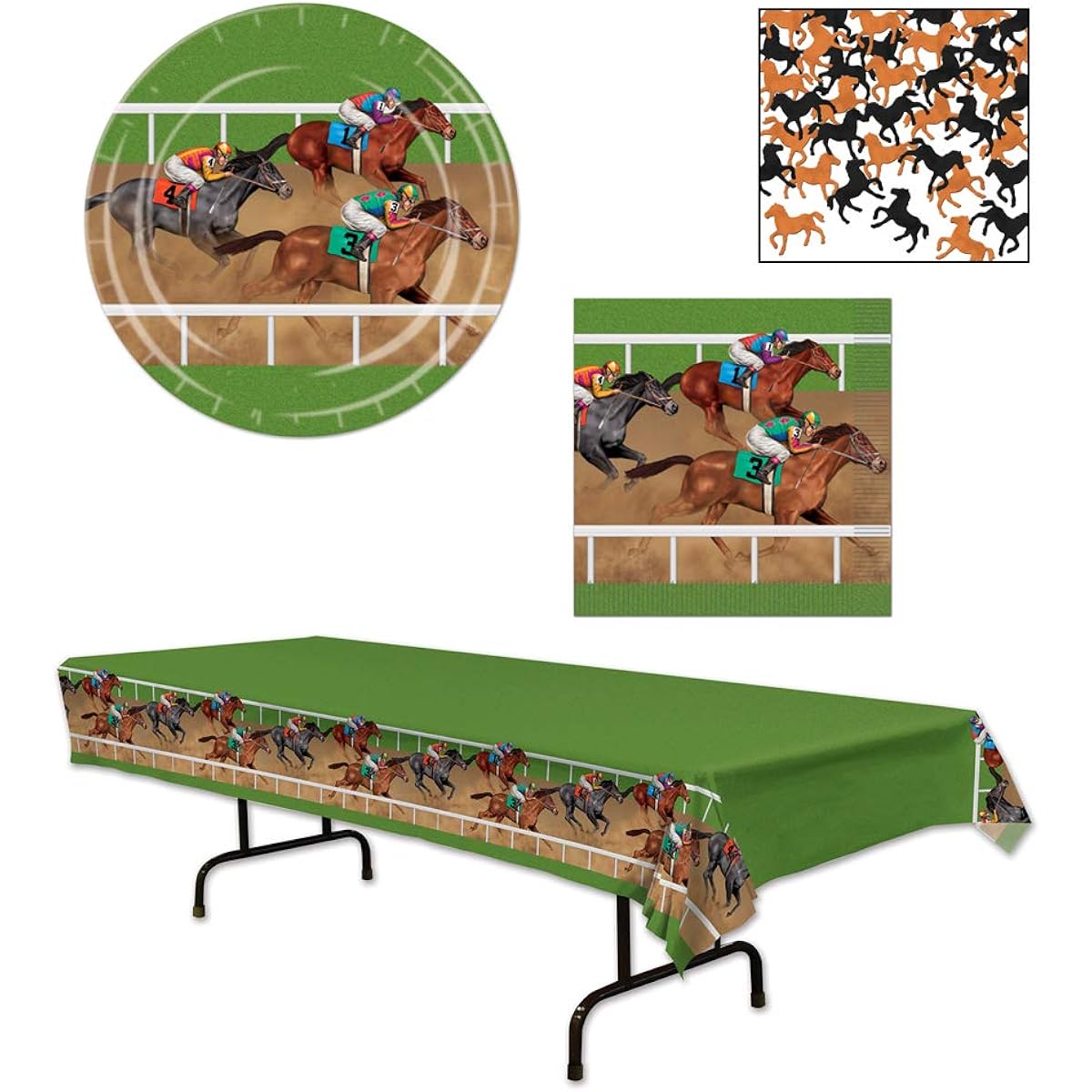 Derby Horse Racing Table Cover Plates Napkins Set of 34