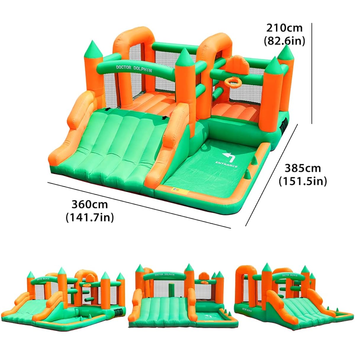 Doctor Dolphin Toddler Bounce House Ball Pit Inflatable Slide Bouncer Jump Bouncy with Blower for Kids Ages 2-12 (72064)