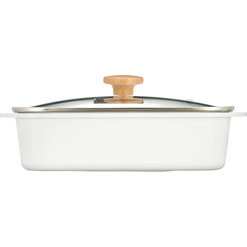 Wahei Freize Divider Pot, Two Cooking at One Time, Double Pot, White, 2-Meal Pot, Tabletop Pot, with Dividers, Fluorine Resin Processing, IH/Gas Compatible, Skip Time RB-1700