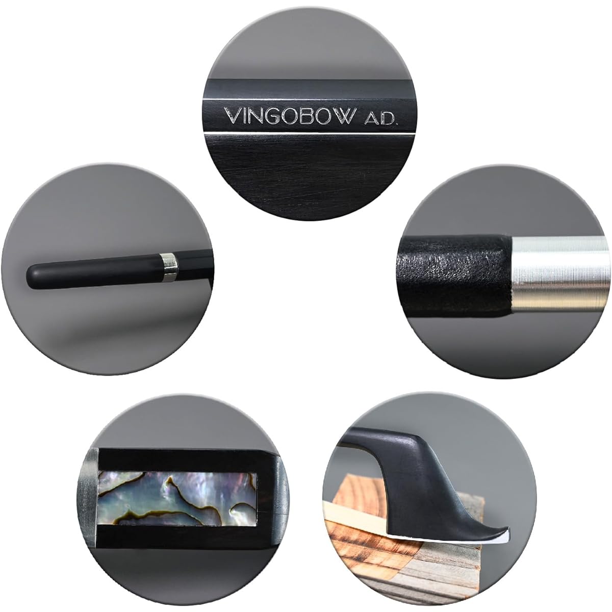 German Model Carbon Fiber Upright Double Bass Bow 1/2 Size VINGOBOW 100BG 72cm for Advanced Player Strong and Durable Ebony Frog Natural Horse Hair Warm and Powerful Tone