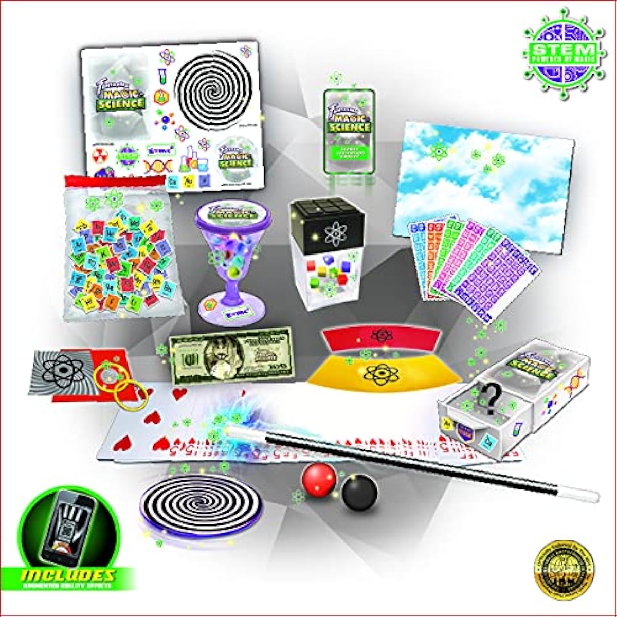 Fantasma Magic of Science.STEM-Based Illusionology Magic Set with 150+ Science Experiments for Girls and Boys Ages 7 and Up Green Yellow Purple ST020-BSM, Green, Yellow, Purple.