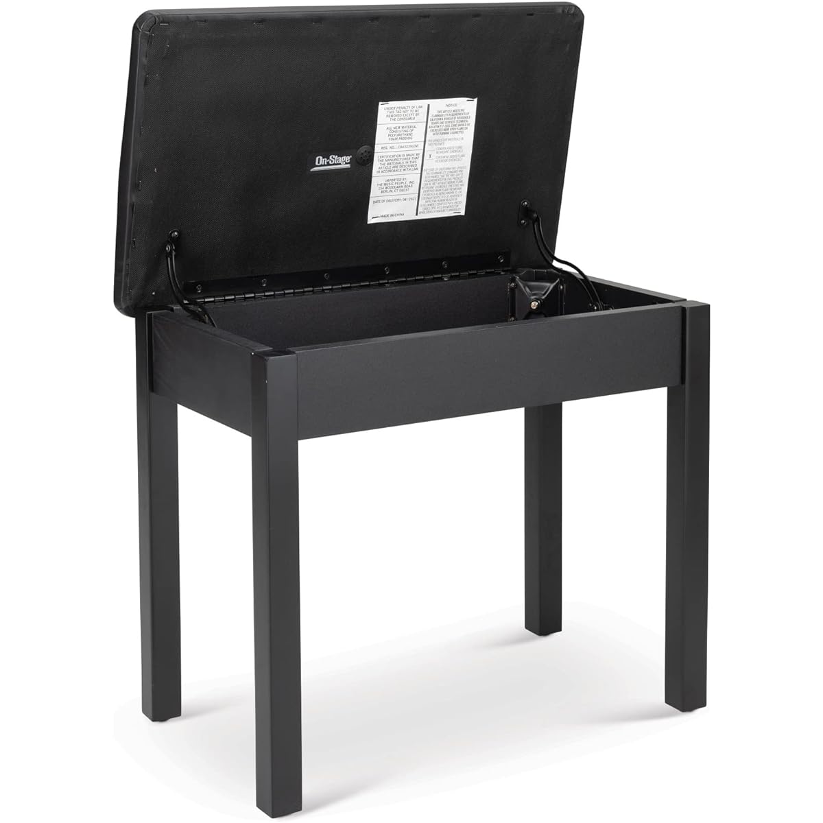 OnStageStands KB8902B BLK Piano Chair with Storage On Stage Stand