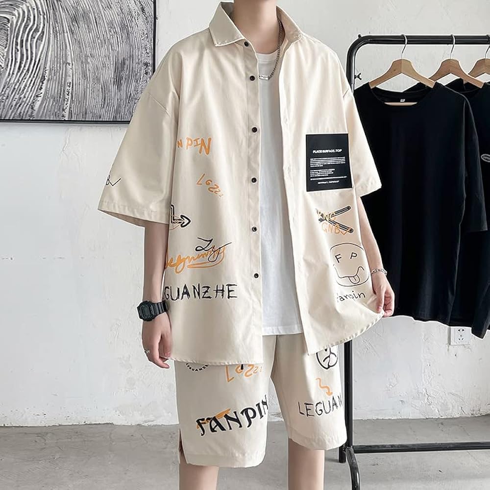 [ANGELCITY] Summer Setup Men's Short Sleeve T-Shirt, Half Pants, Top and Bottom Set, Jersey T-Shirt, Shot Pants, 2 Piece Set, Loungewear, Summer Clothes, Sportswear, Loungewear, Korean, Stylish, Large Size L223