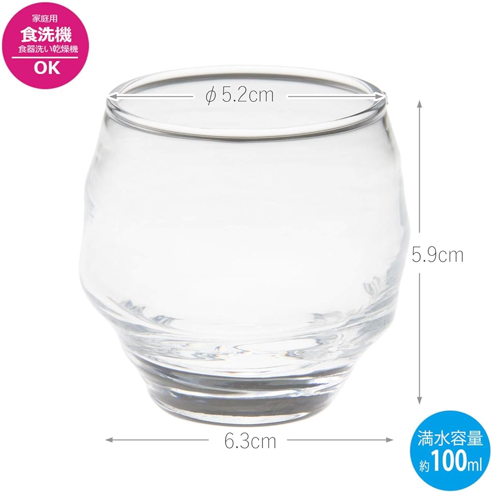 Toyo Sasaki Glass Cold Sake Glass Sake Cup (Case Sold) Dishwasher Safe Made in Japan Approx. 100ml B-40103-JAN 96 Pieces Clear