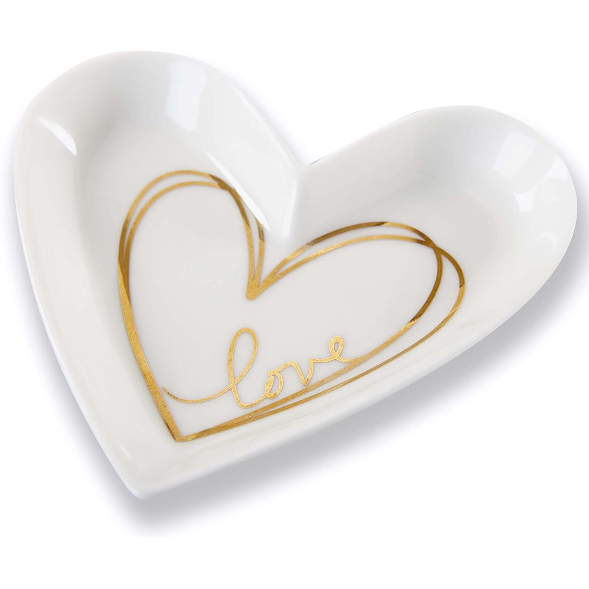 Kate Aspen Love Ceramic Gold Foil Wedding Trinket Box, Heart, Medium