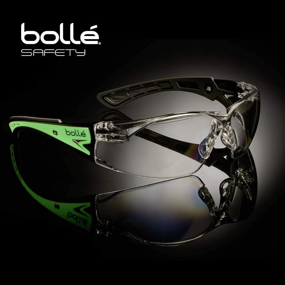 [bolle SAFETY] Rush Plus Glow 4-piece set (goggle body/gasket kit/semi-hard case/original cloth) GLOW ((semi-hard case) glow, clear)