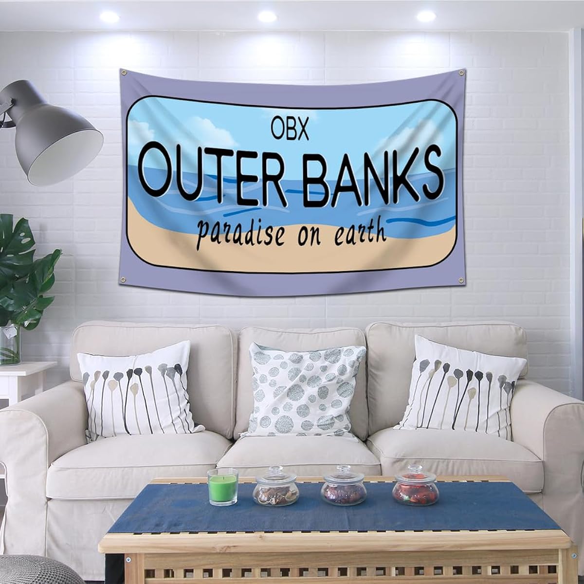 ENMOON OBX Outer Banks Flag Banner Paradise on Earth Flag 3x5ft 150D Polyester Outdoor Room Decoration