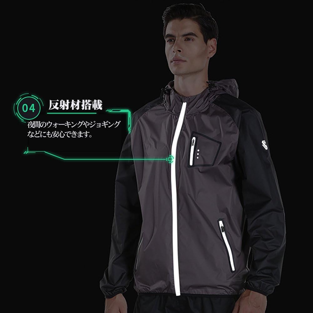 MOECAT Sauna Suit Men's Diet Men's Sweating Shirt Sports Training Wear Top and Bottom Set [5 Sizes x 4 Colors]