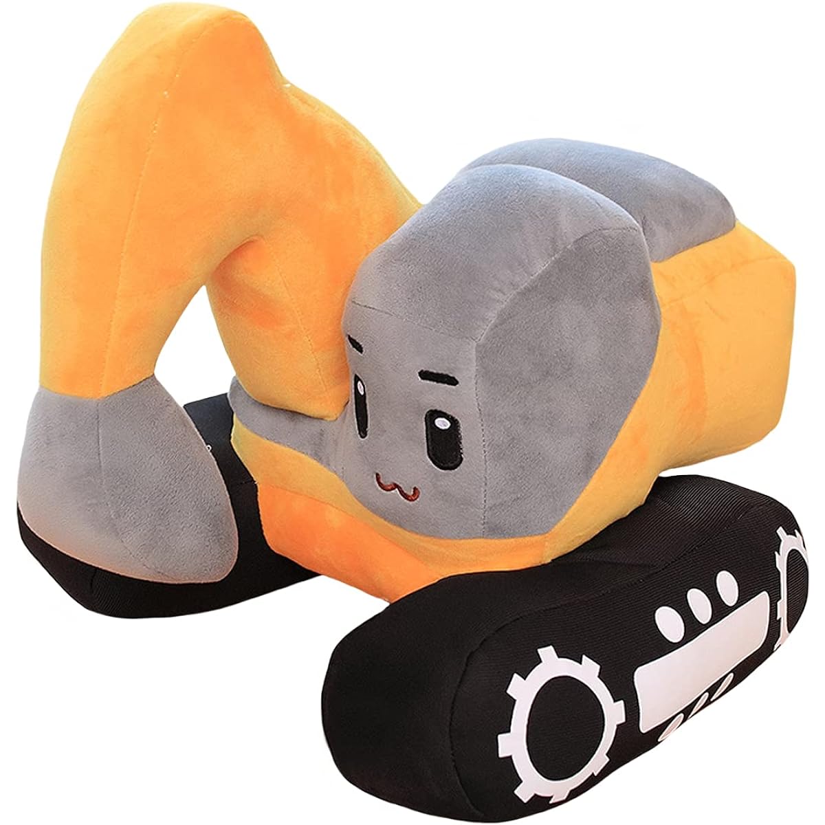 ELAINREN Excavator Plush Simulation Truck Car Cute Cartoon Excavator Toy Truck Cushion Stuffed Animal Excavator Car Doll Gift (Red/Blue/Yellow)