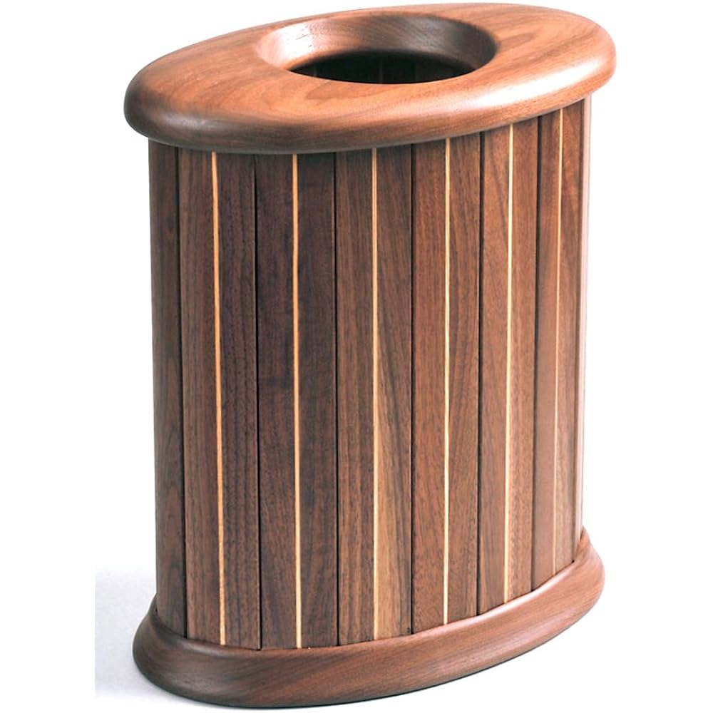 Asahikawa Furniture Sasaki Industrial Arts Natural Wood Wastebasket Oval L Walnut TB-OV-L-W