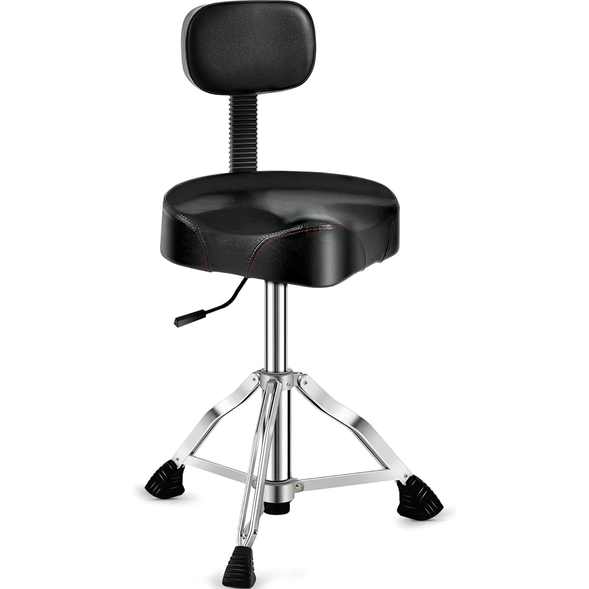 Sintuff Drum Throne with Backrest Padded Hydraulic Drum Chair Adjustable Height Drum Stool Stable Bass Comfortable Memory Foam Drum Seat for Adult Drummer Guitar Player Black