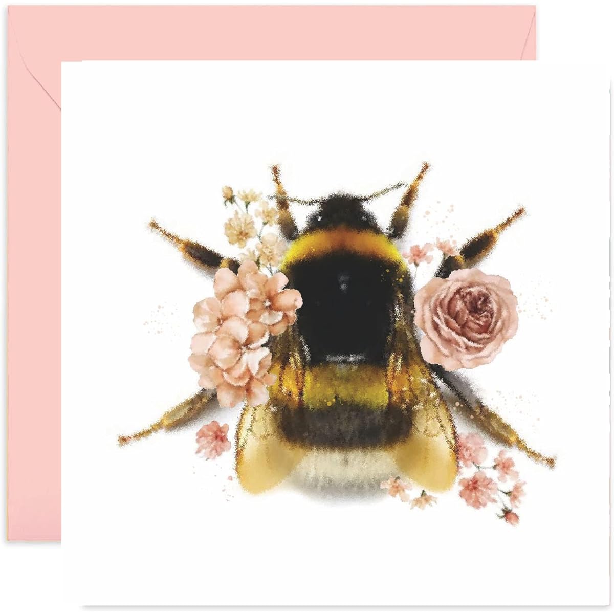 Old English Co. Wildlife Card - Square Bumblebee Botanical Floral Birthday Card | Perfect for Friends and Family | Blank Inside & Includes Envelope