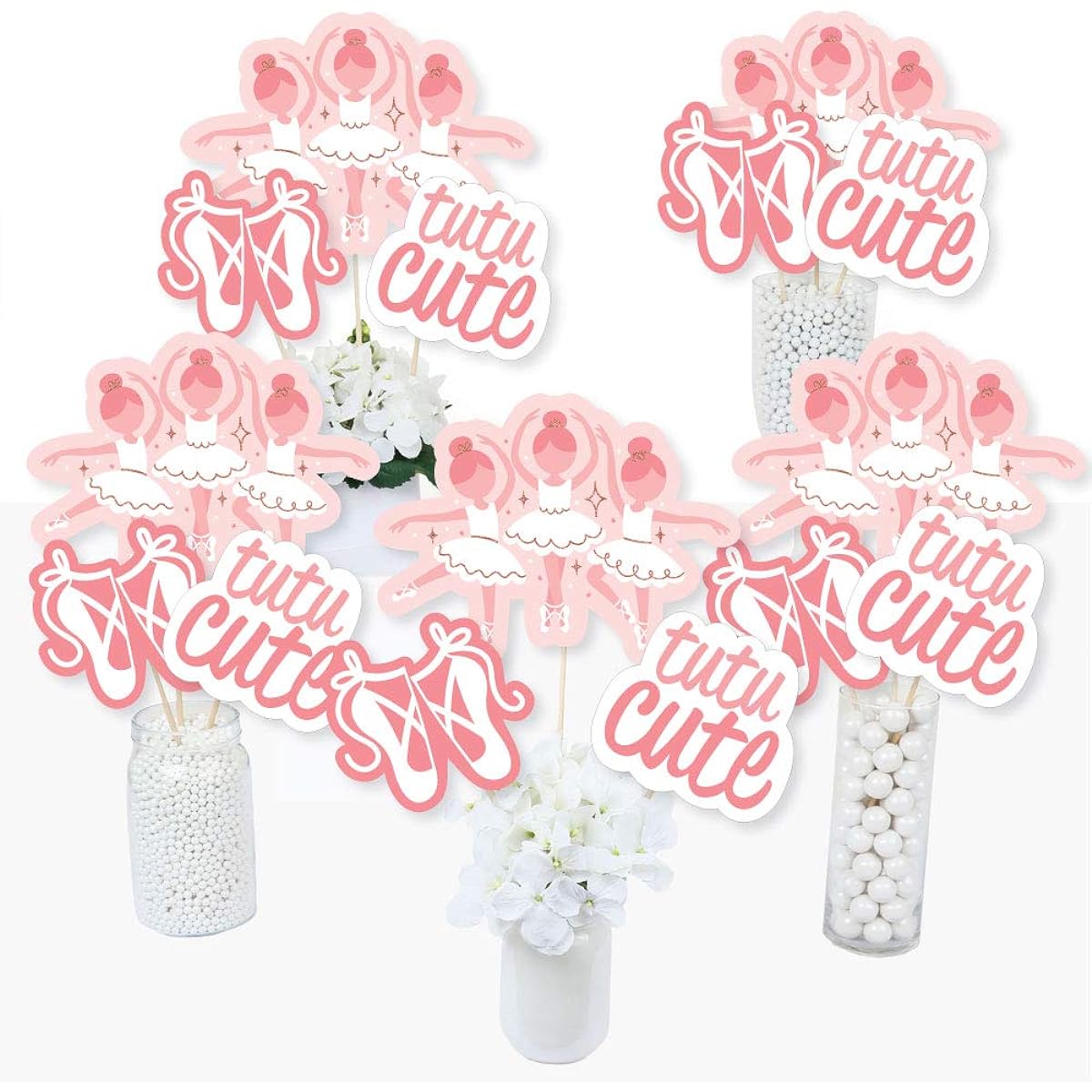 Big Dot of Happiness Tutu Cute Ballerina Ballet Birthday Party Baby Shower Centerpiece Stick Table Topper Set of 15