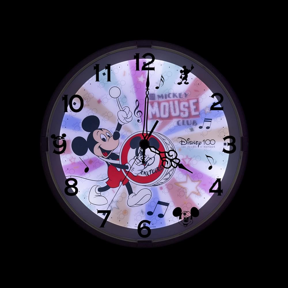 RHYTHM Disney 100th Anniversary Disney 100 (Mickey Mouse) Wall Clock Dial changes when it gets dark Silent White Φ28×5.2cm 8MG817MC72