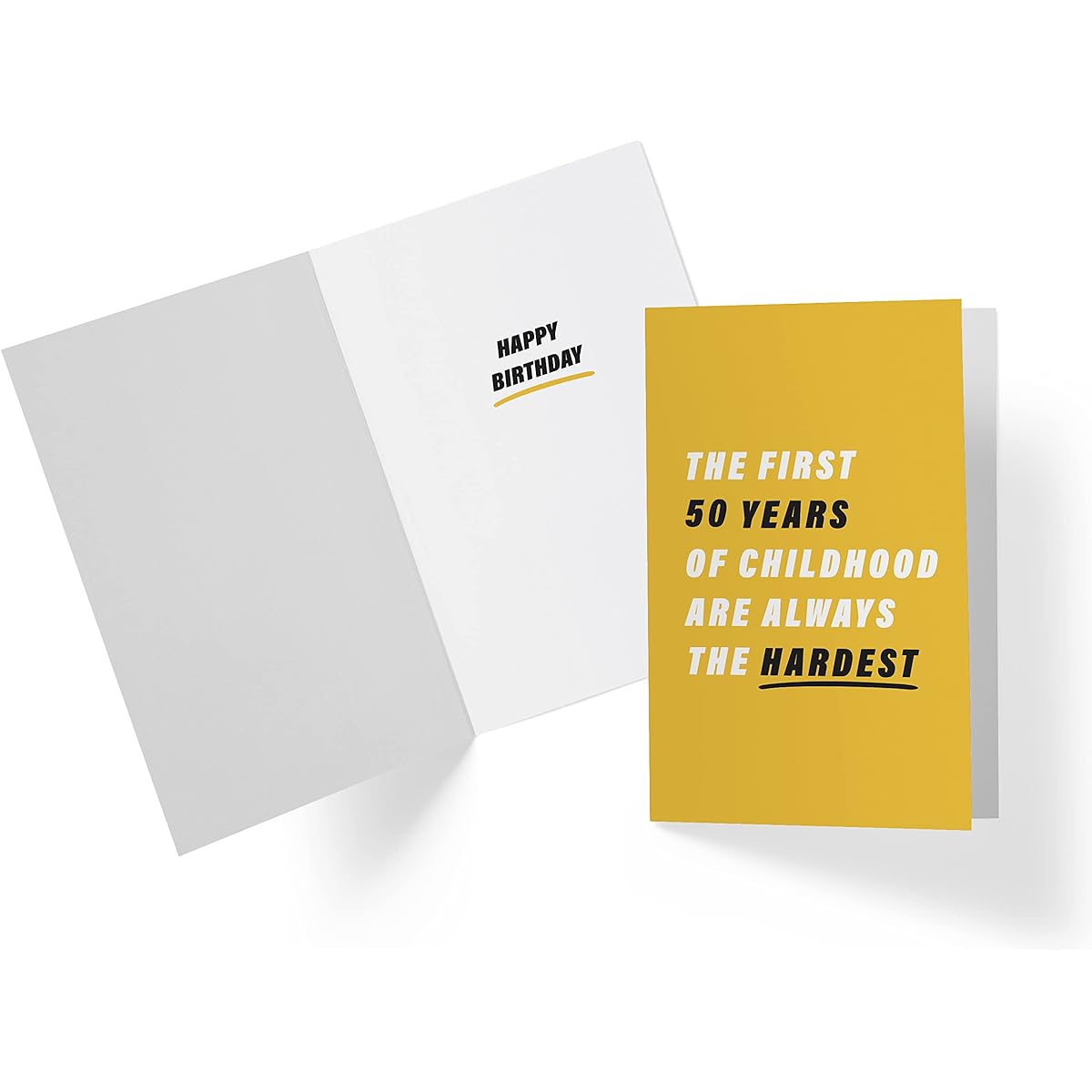 50th Birthday Cards for Him and Her - 50th Anniversary Cards for Dad and Mom - 50th Birthday Cards for Brother, Sister and Friend - 50th Birthday Cards for Men and Women - Karto - Yellow Childhood