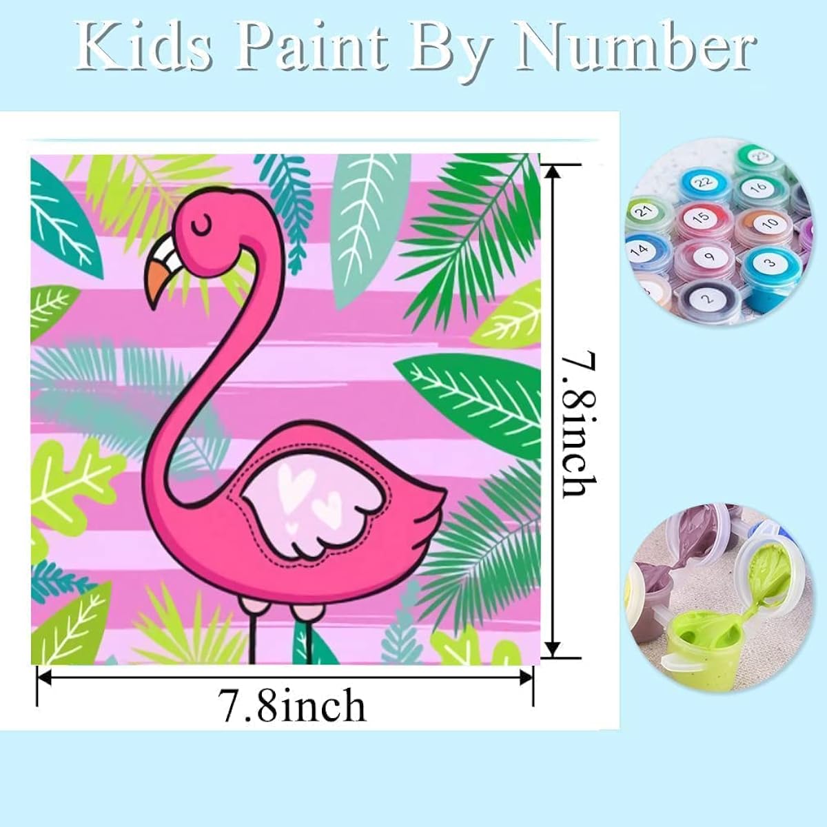 AOSGEDY 4 Pack Paint by Numbers for Kids Easy Painting for Beginners Unframed Ages 4-8 Acrylic Watercolor Paints by Numbers Art Great Gift 8x8 Inch