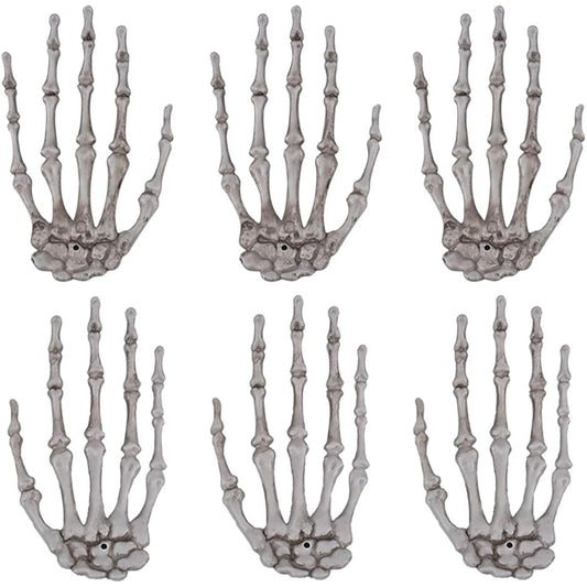 6 Pieces Halloween Skeleton Hands Realistic Plastic Fake Humans Halloween Zombie Party Terror Scary Props Decoration