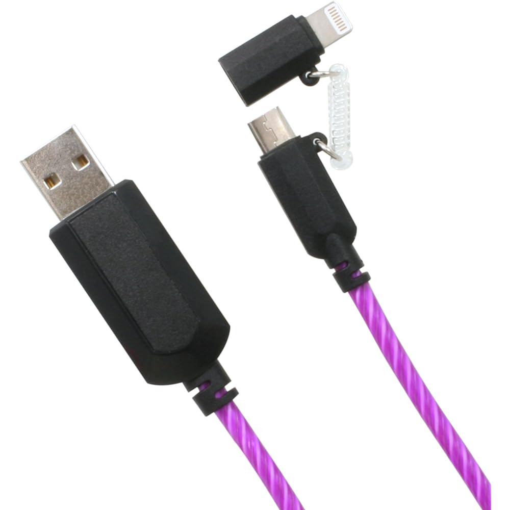 Fujimoto Dengyo F.S.C. 2WAY Glowing Illumination Cable 2.4A Purple CK-L06PU