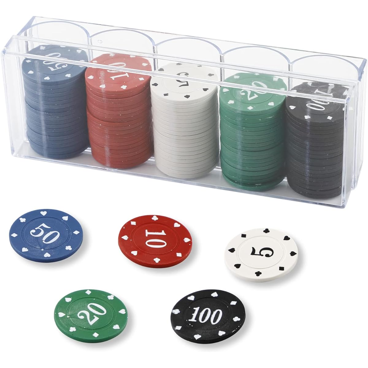 Jobazok Poker Chip Set 100 Pieces Cardboard Boxed Poker Chips 11.5g Travel Poker Chips for Texas Hold'em Blackjack Gambling