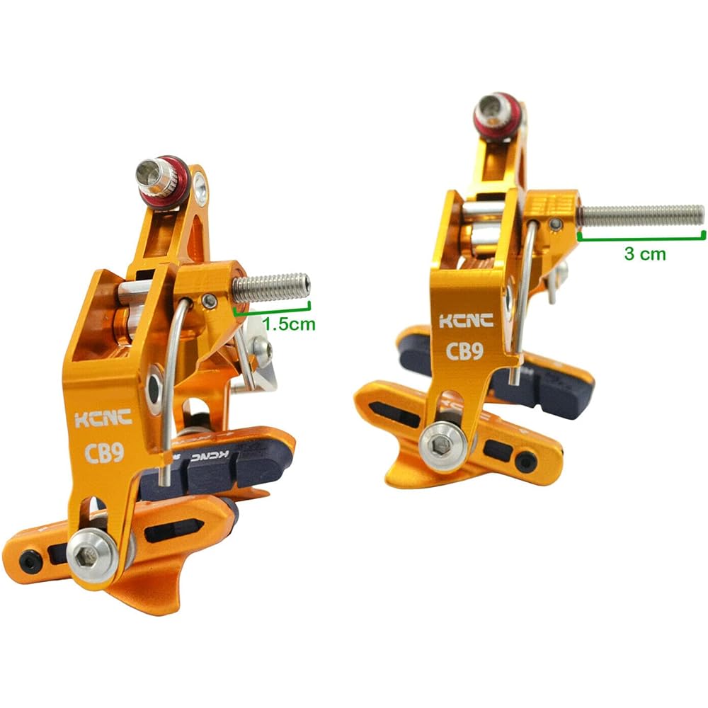 KCNC CB9 Road Caliper Brake Set (Front and Rear) Designed For Road Bike Wide Wheel Rim, Gold, SK2427