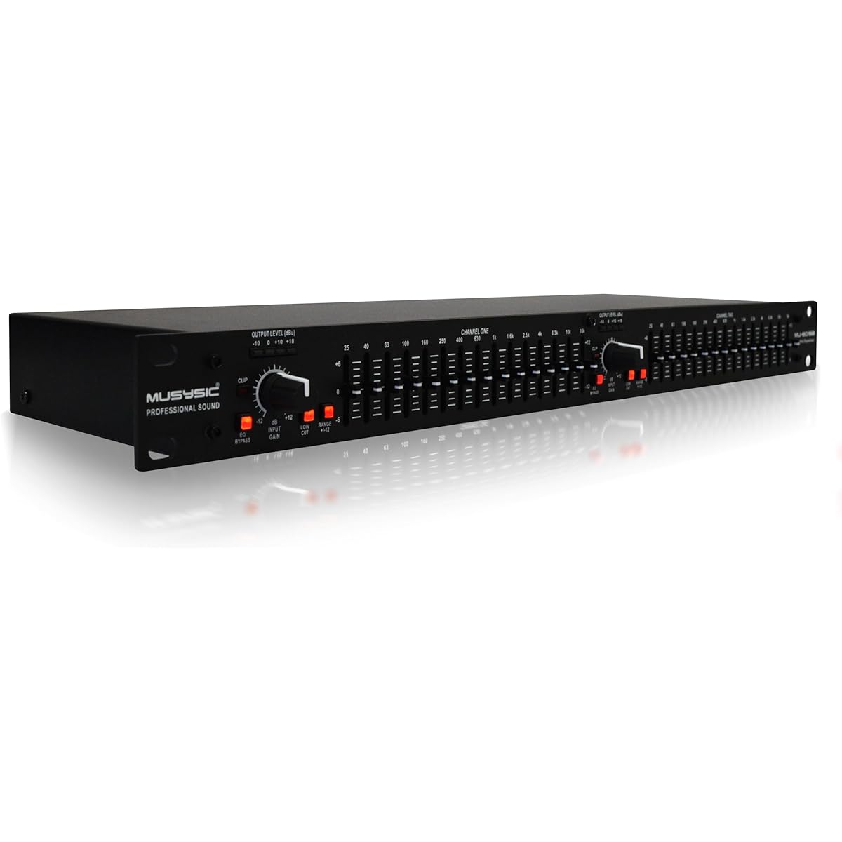 MUSYSIC MU-EQ15B Professional Dual 15 Band Stereo Graphic Digital Equalizer