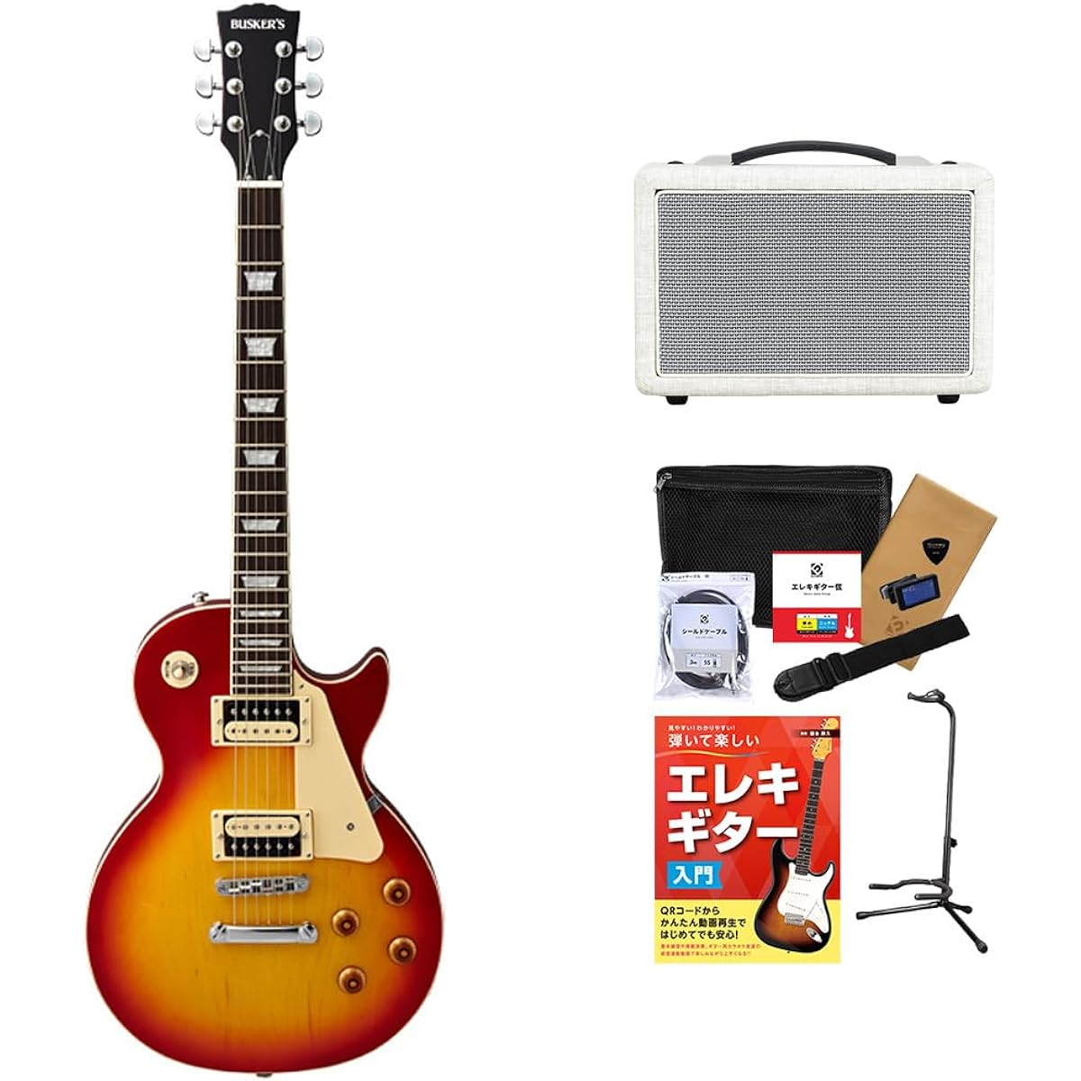 BUSKER'S BLS300 CS Lightweight Modern Design Amp Set Electric Guitar Beginner 12-piece Set Les Paul Standard Lightweight Beginner Set Buskers
