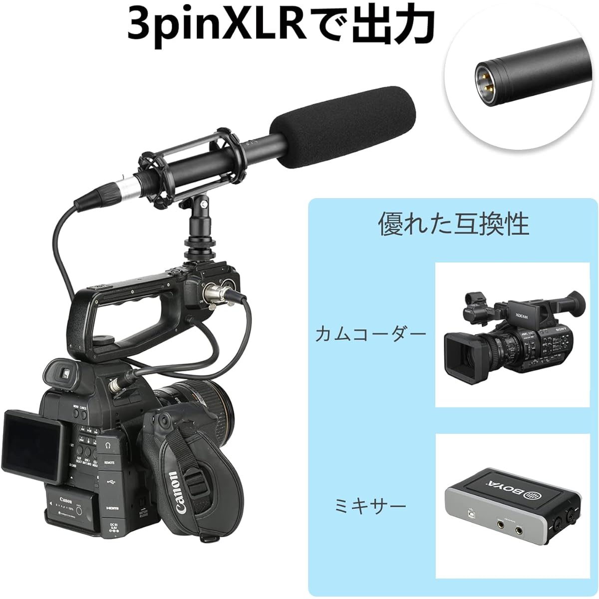 BOYA BY-BM6060 Super Unidirectional Shotgun Microphone Condenser Microphone Aluminum Alloy Construction 3-Pole XLR 24-48V Phantom Power Low Cut Mode Compatible with Microfilm/Program Shooting/Documentaries, etc.