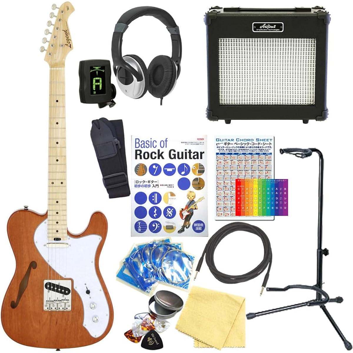 Electric Guitar Beginner Set Telecaster Thinline Type 15-Piece Set Legend LTE-69TL N
