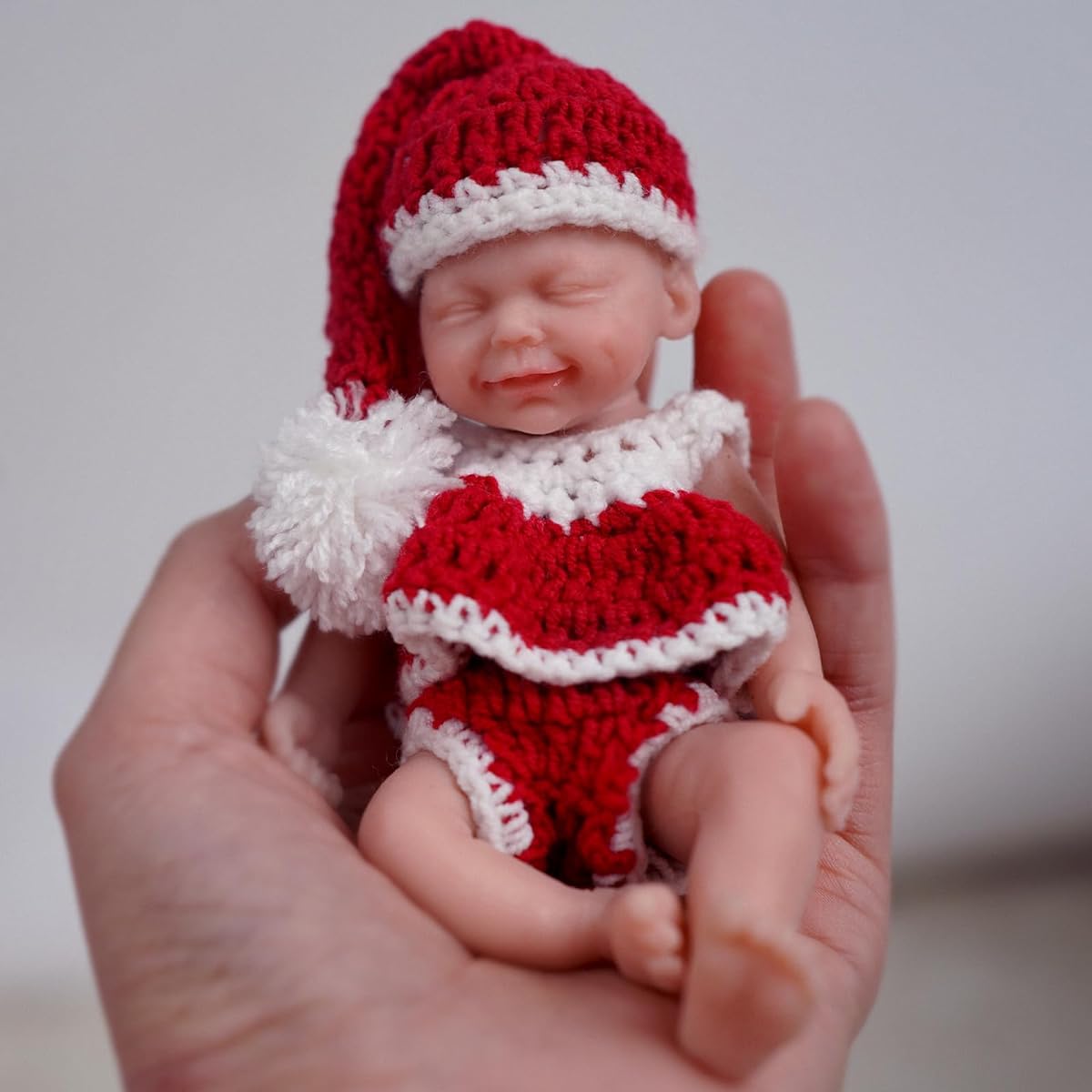 Mire & Mire 4.5 Inch Miniature Sleeping Full Silicone Mini Baby Doll with Nursing Accessories, Lifelike Baby Doll, Soft and Realistic Baby Doll for Christmas New Year Gift