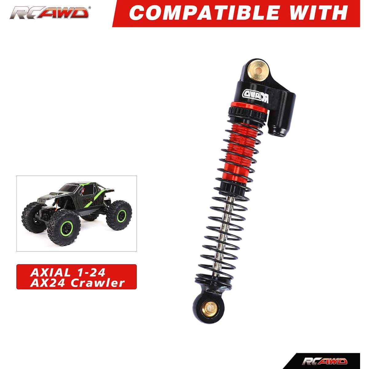 RCAWD Axial AX24 XC-1 4WS Shock Absorbers Upgrade with Spare Spring Parts Aluminum Front Rear RC Shock Damper for 1/24 AXI00003 Black