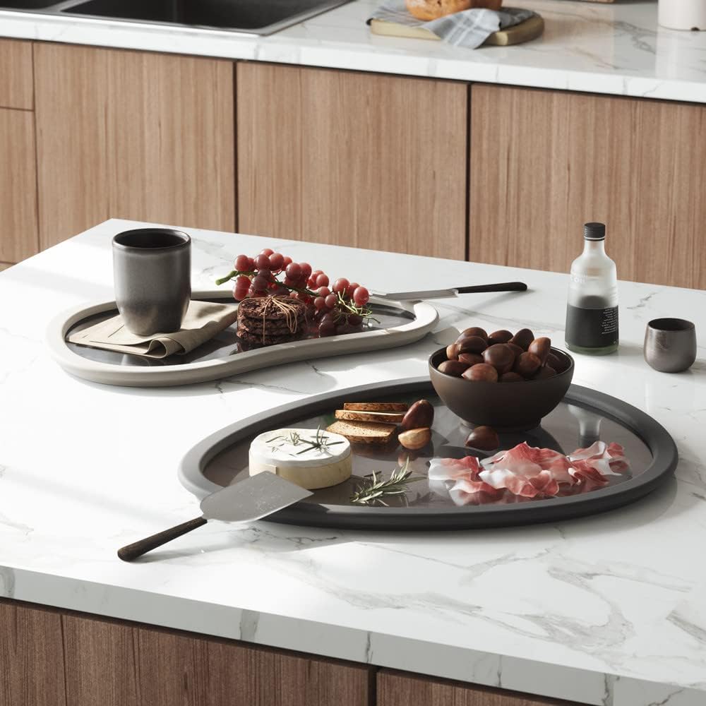 [Official] Umbra Serving Tray Non-slip Rubber Serving Tray Charcoal/Gray Set of 2 HUB 210180151202