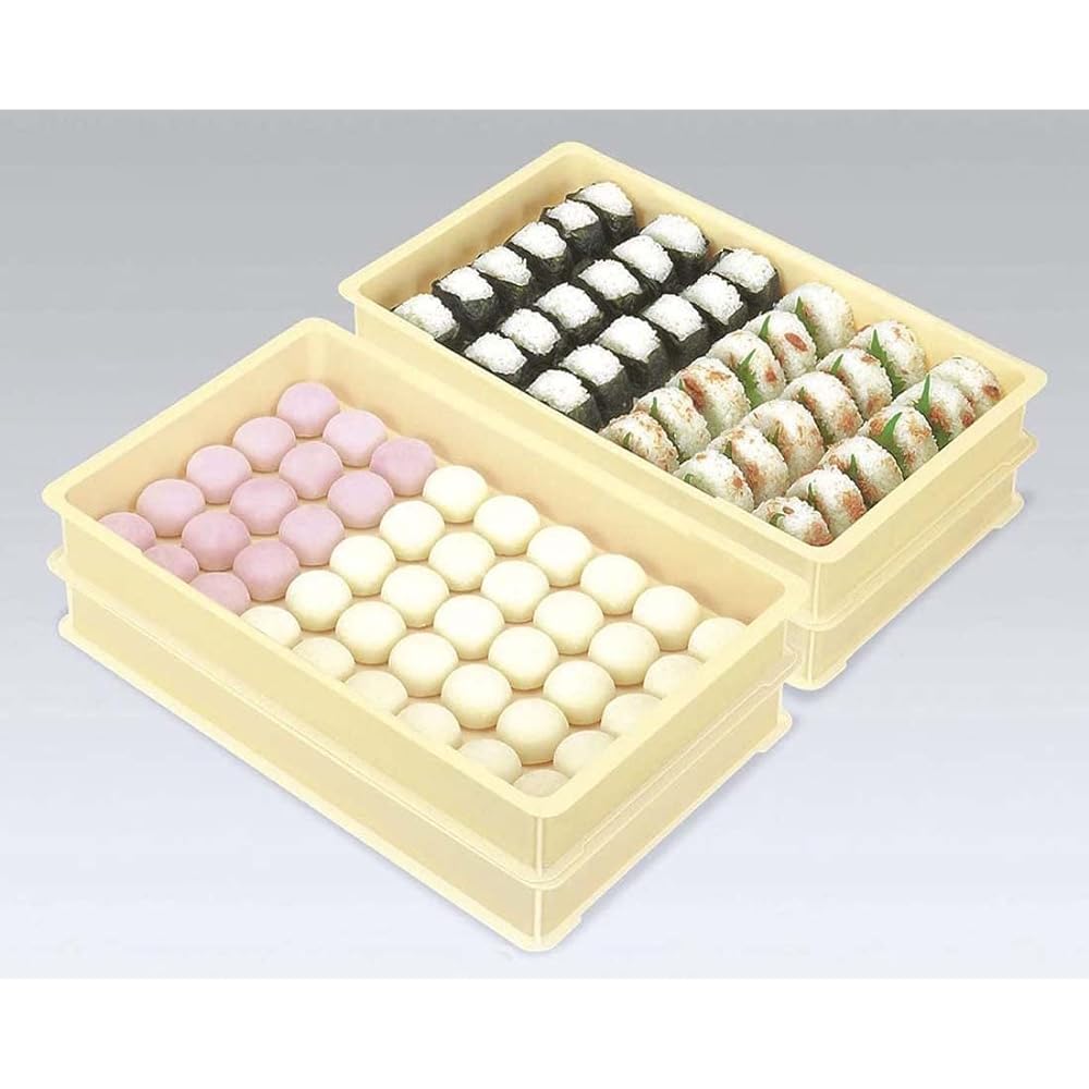 Okabe Shinkisei Dragonfly Storage Container, 10.6L, Small, Set of 10, Width 54 x Depth 33.5 x Height 7.5cm, Ivory Food Container for Mochi, Made in Japan