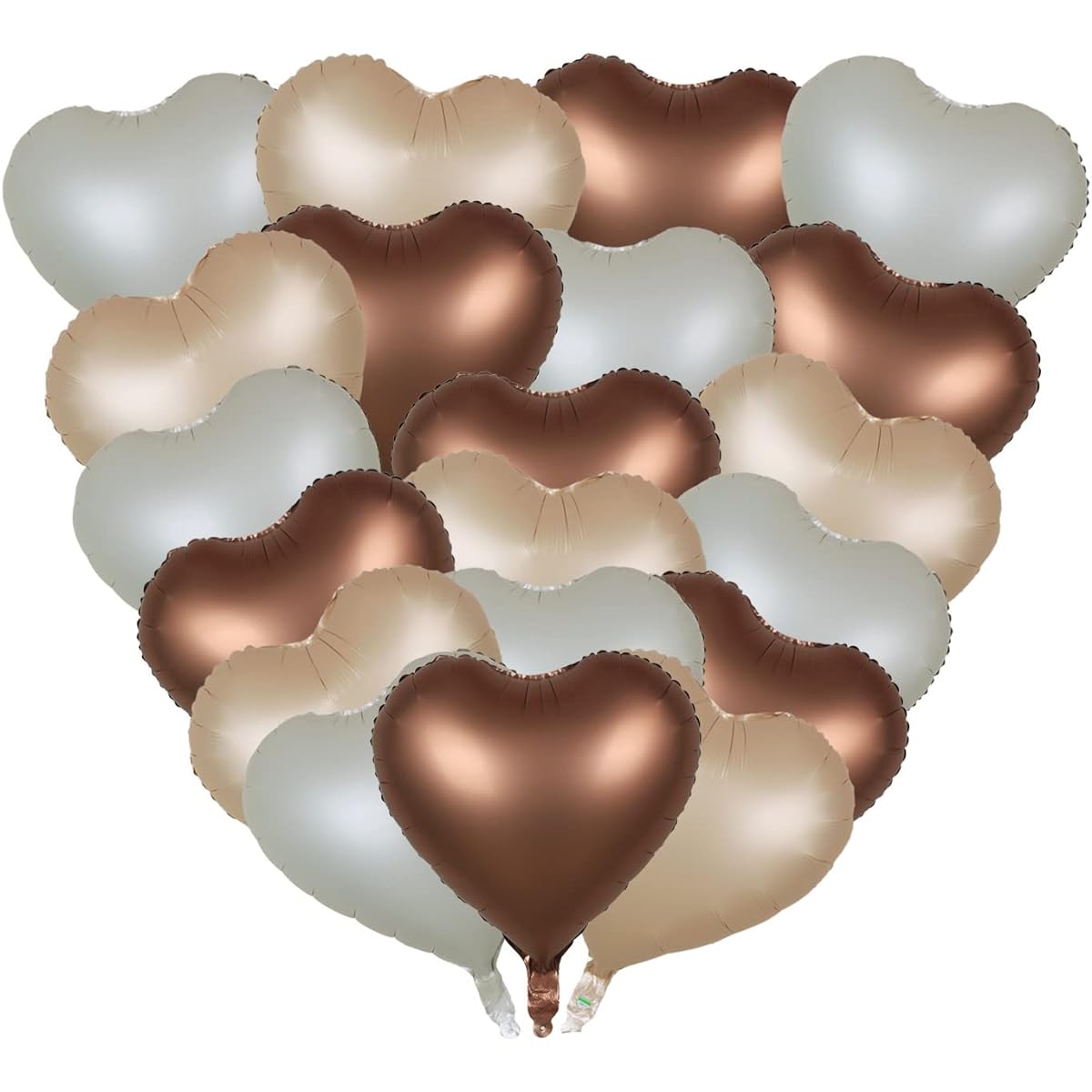 Autupy 18" White Sand Nude Brown Heart Foil Balloons Caramel Balloons Jungle Party Decorations Retro Party Balloons for Birthday Baby Shower Wedding Ceremony Anniversary Decorations