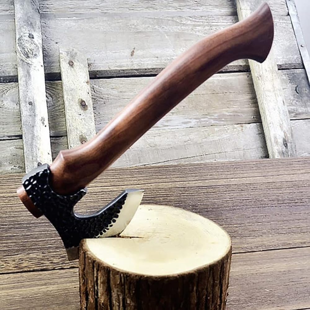 SWAG GEAR Ax, Hatchet, Camping Ax, Hand Ax, Indian Hatchet, Made of High Quality Steel, Wood Chopping, Outdoor, Mountain Climbing Ax, Whetstone, Laser Leather, Protective Cover