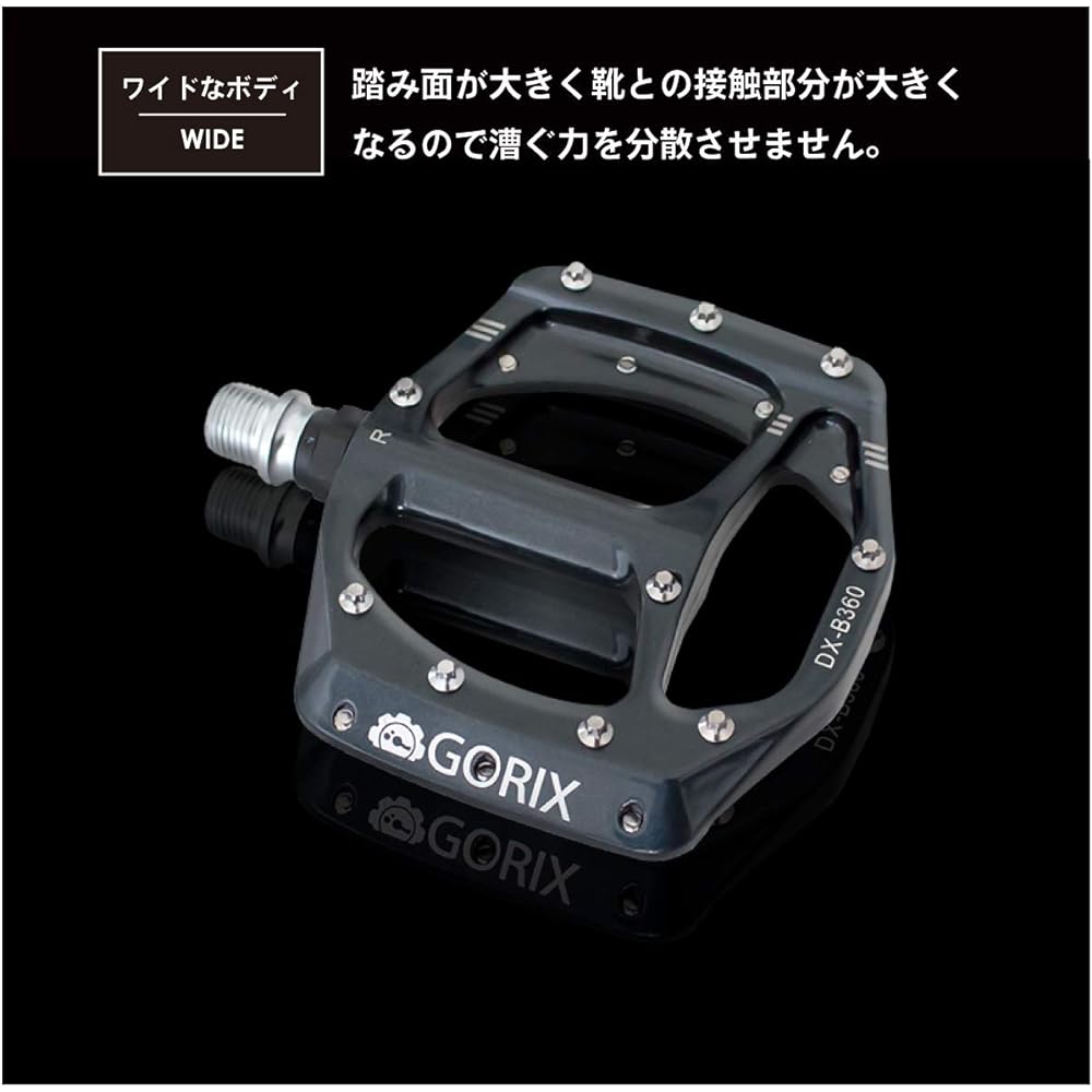 GORIX Bicycle Pedals (B360) Wide Road Bike Cross Bike MTB Bicycle Anti-Slip Flat Pedals