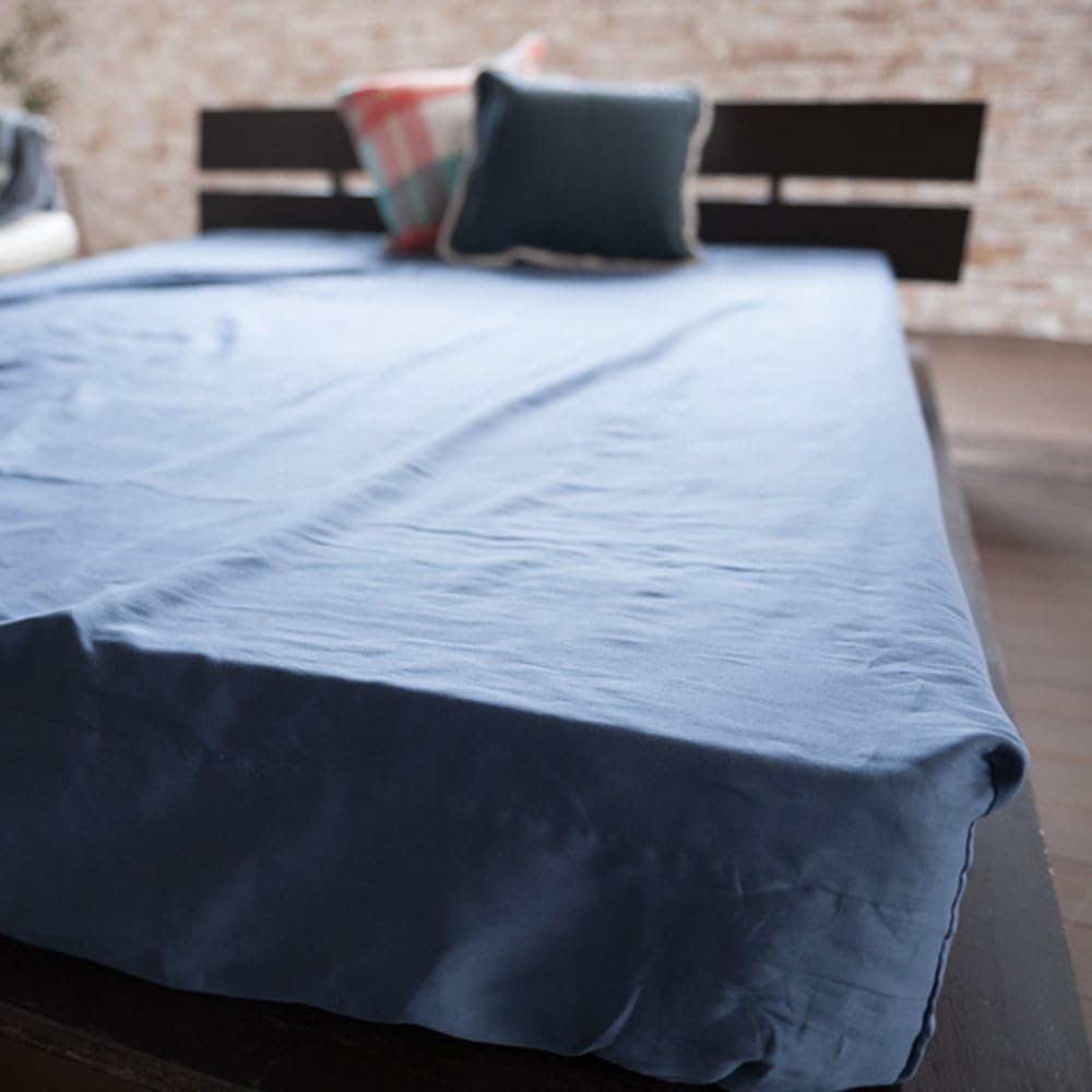 Fab the Home Fitted Sheet Indigo Double (140x200x30cm) Double Gauze FH133820-350