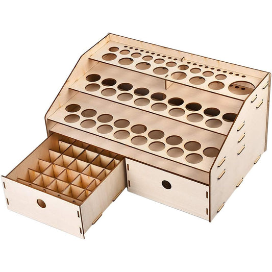 Gaoominy DIY Wooden Organizer Paint Bottle Display Rack Brush Holder Stand Storage Model Tool