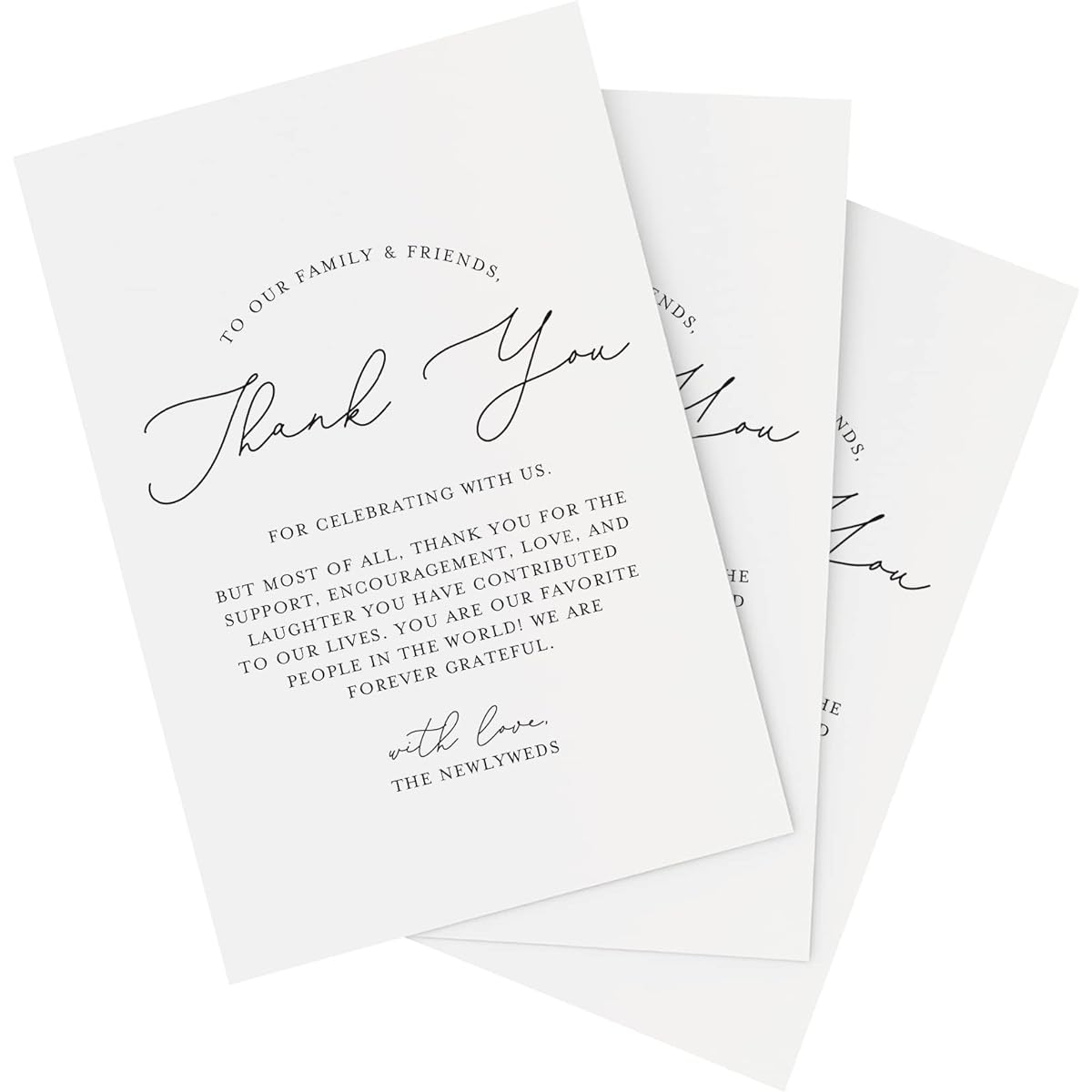 Bliss Collections Thank You Place Setting Modern Calligraphy Table Place Cards for Wedding Reception Rehearsal Dinner Party Event Celebration 4"x6" (50 Cards)