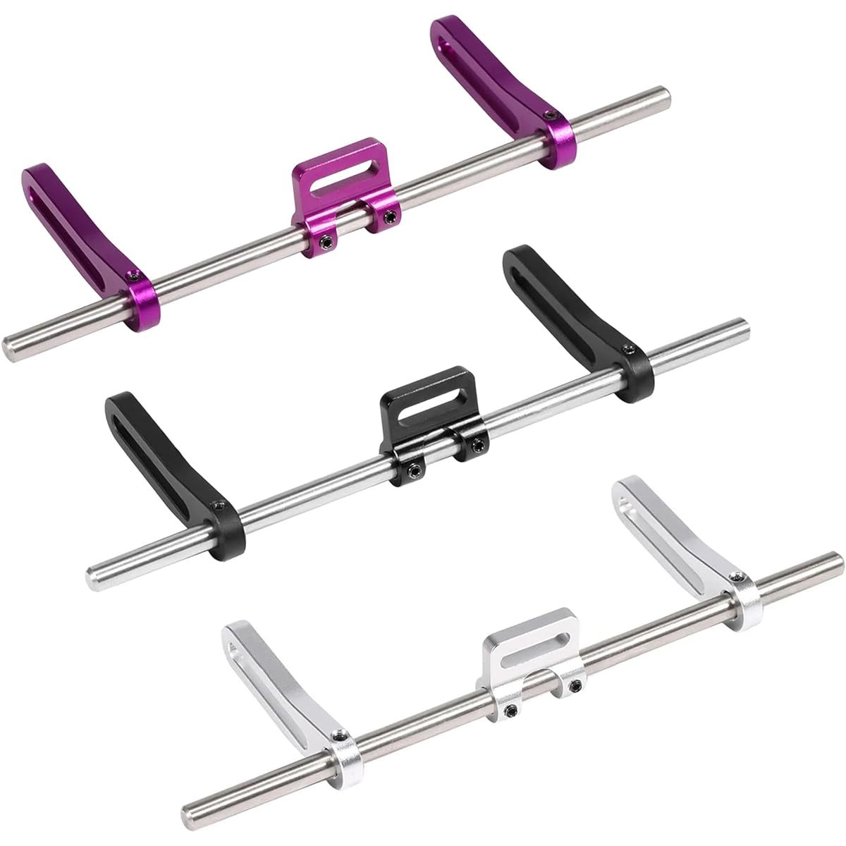 AMK RC Bumper, Aluminum Alloy Modular 1/10 RC Crawler Bumper with Modular Fairlead D-Ring Tow Straps for 1/10 RC Crawler TRX4 SCX10 Gspeed Power Wagon Body DIY (Purple)