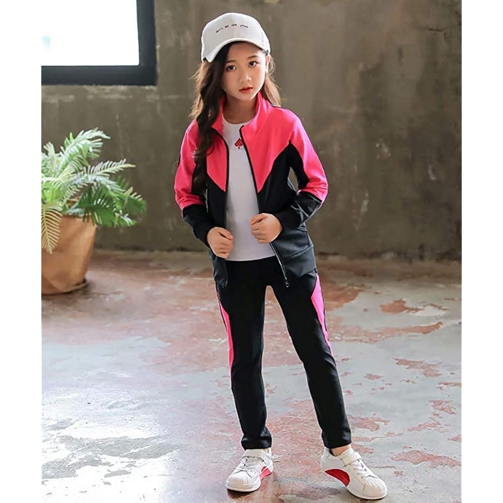 [ANGELCITY] Children's Clothing, Girls' Jersey, Top and Bottom Set, 2-Piece Set, Simple, Athletic Wear, Physical Education, Girls, Stylish, Kids Sweatshirts, Long Sleeve Sportswear A1540