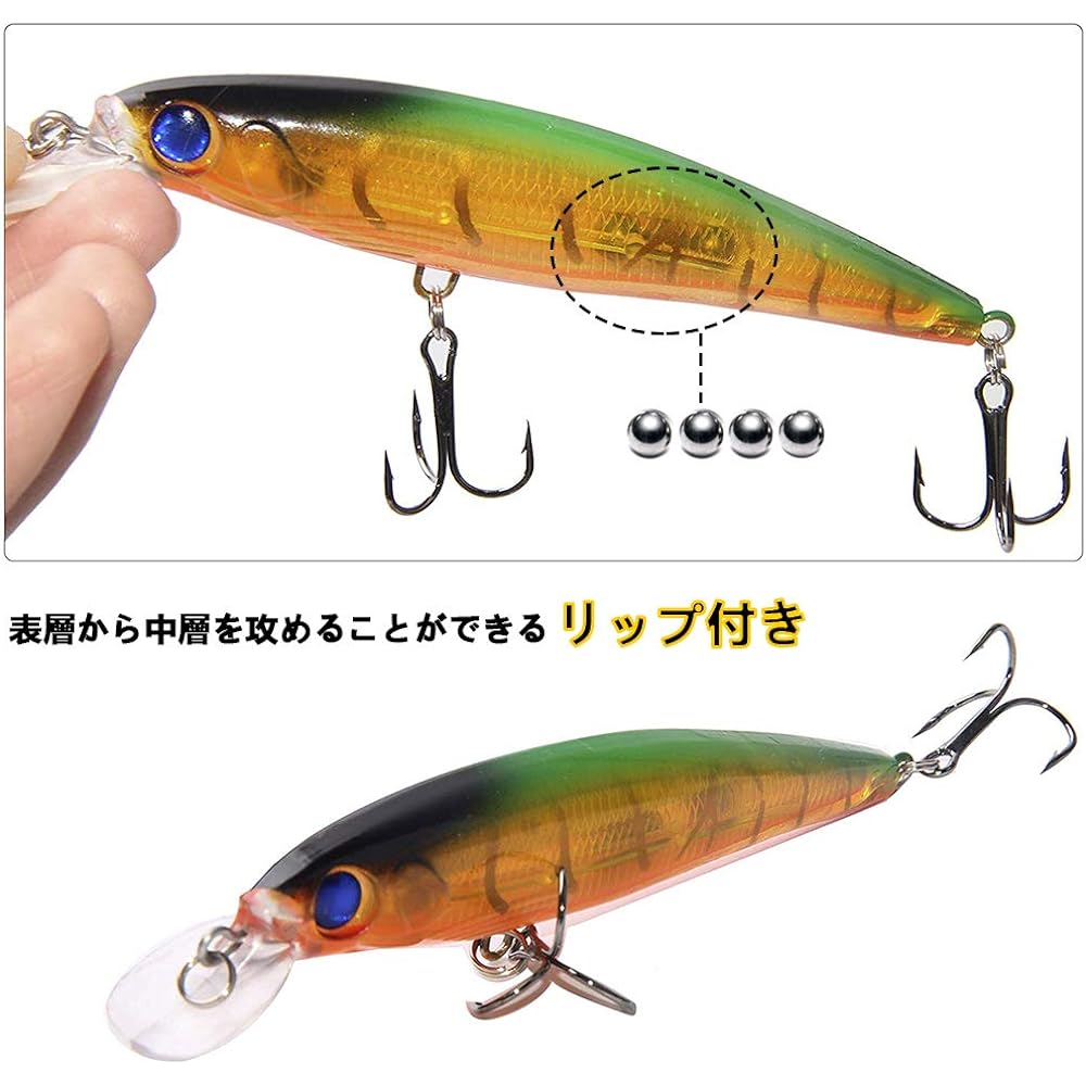 Floating Minnow Minnow Earth Set Bass Sea Bass Flounder Bass Fishing Surf Fishing Proven Multicolored Minnow with Lip Applicable to surface layer middle layer