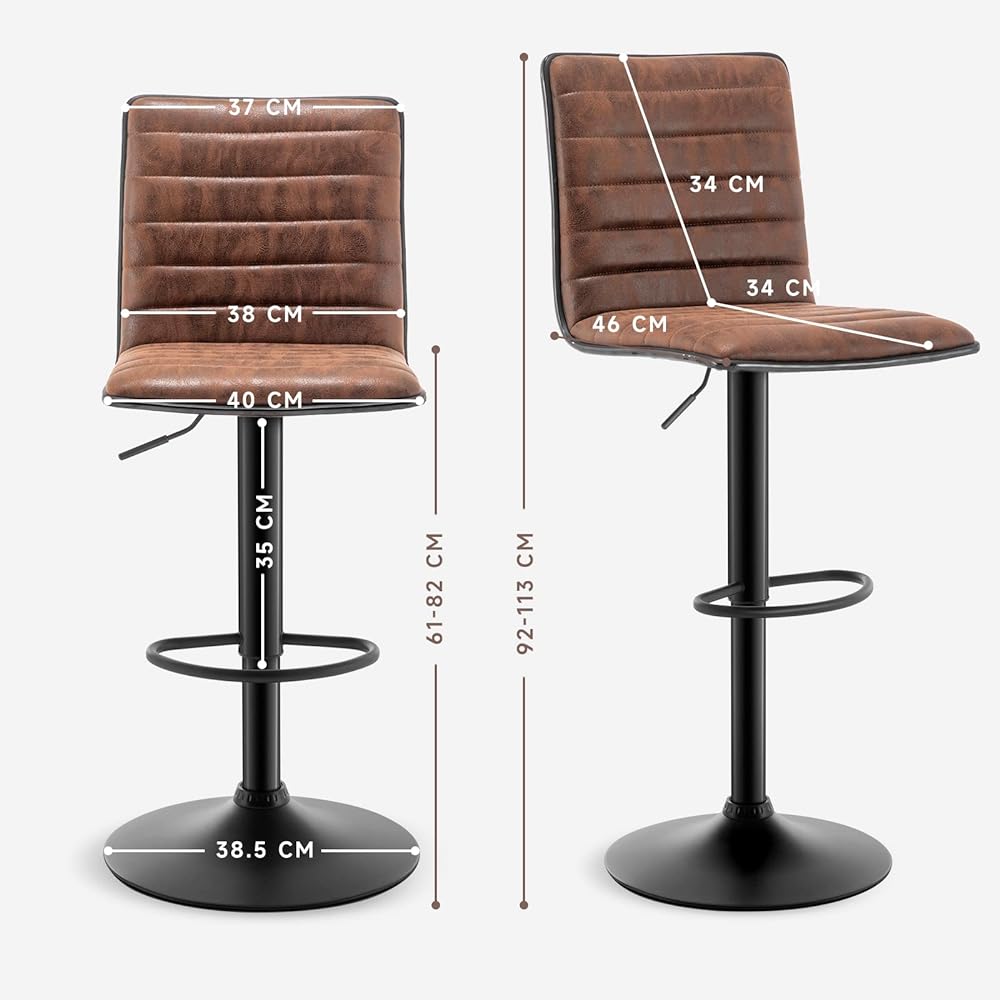Danketuhl Counter Chair Liftable High Stool Swivel Vintage Bar Chair with Backrest for Kitchen Counter, Restaurant, Wine Bar, etc. Coffee Brown 1 Chair